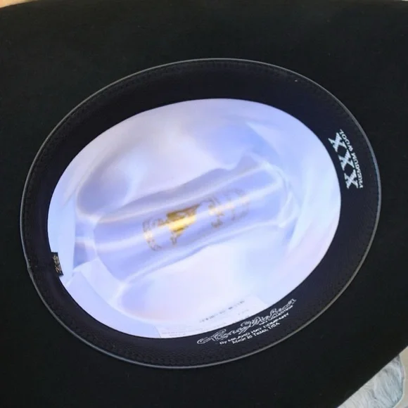 Larry Mahan 3X Oplin Black Wool Cowboy Hat - Picture 3 of 3